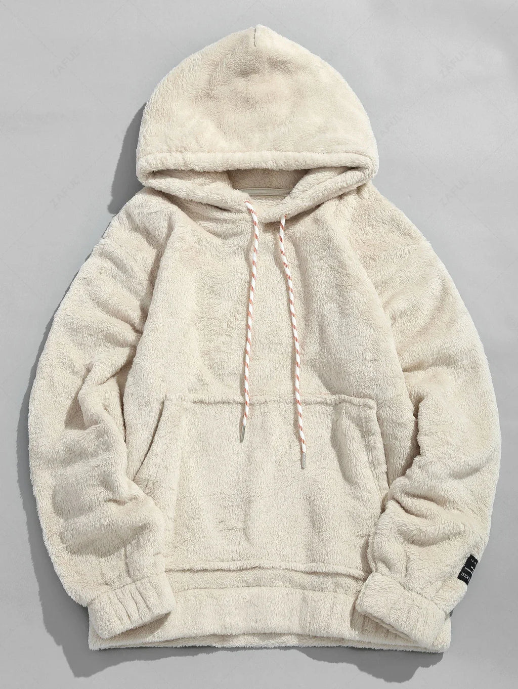 Solid Pouch Pocket Fleece Fluffy Hoodie