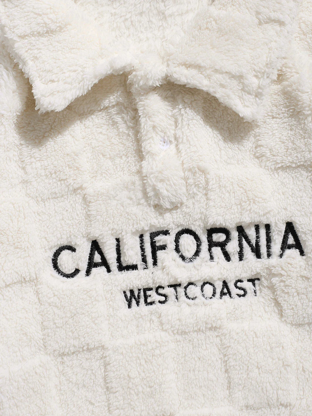 Unisex Checkerboard Pattern California Embroidered Fuzzy Fleece Sweatshirt