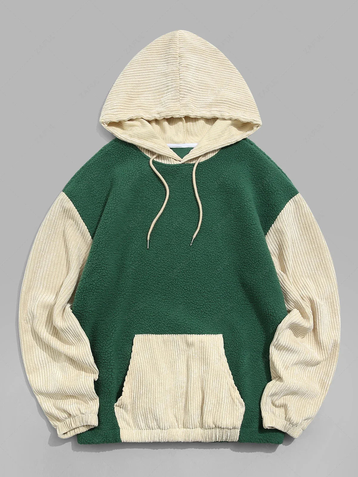 Unisex Colorblock Polar Fleece Kangaroo Pocket Pullover Hoodie