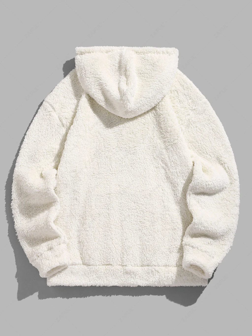 Unisex Fluffy Fleece Embroidered Kangaroo Pocket Pullover Hoodie