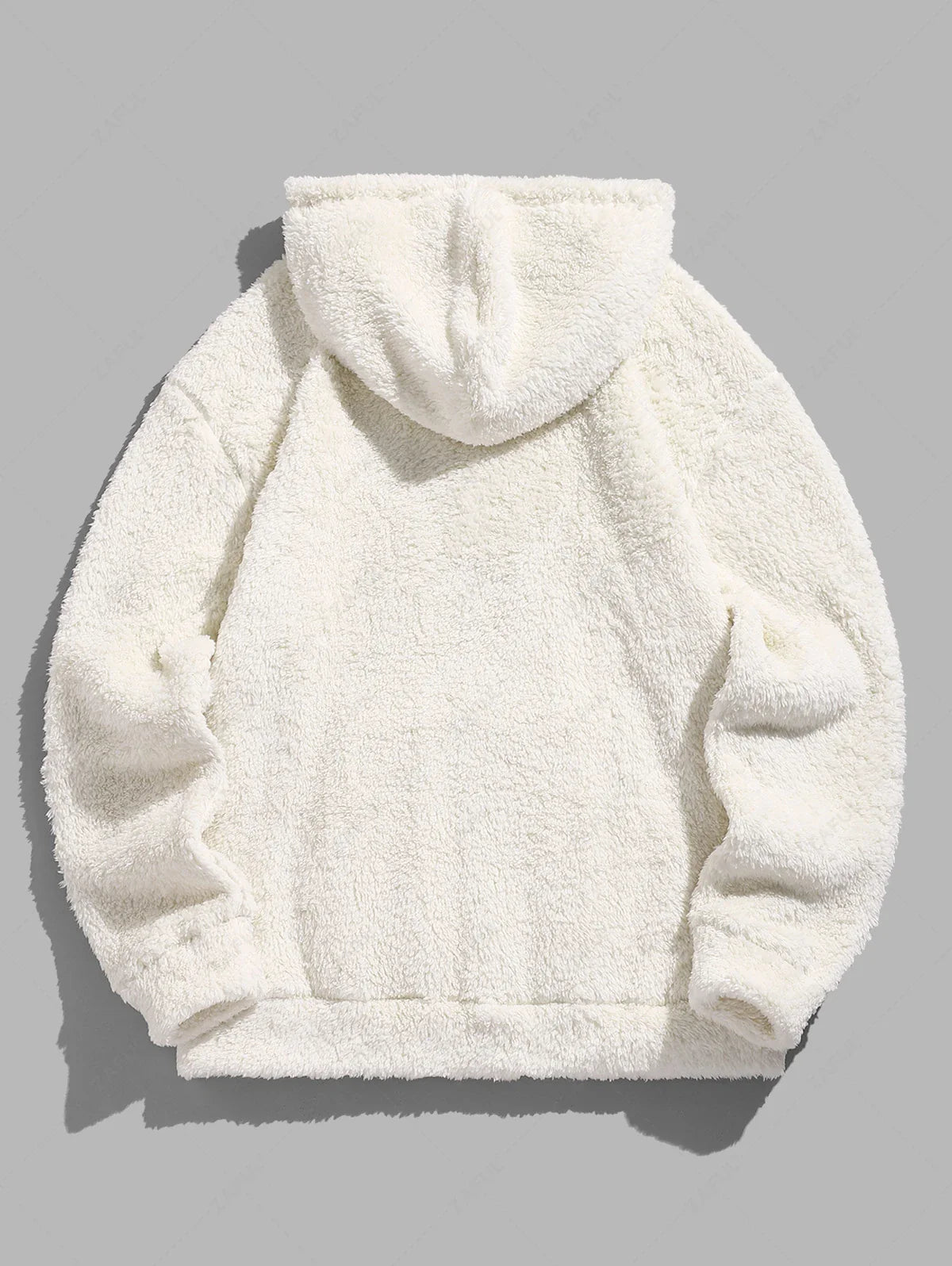 Unisex Fluffy Fleece Embroidered Kangaroo Pocket Pullover Hoodie