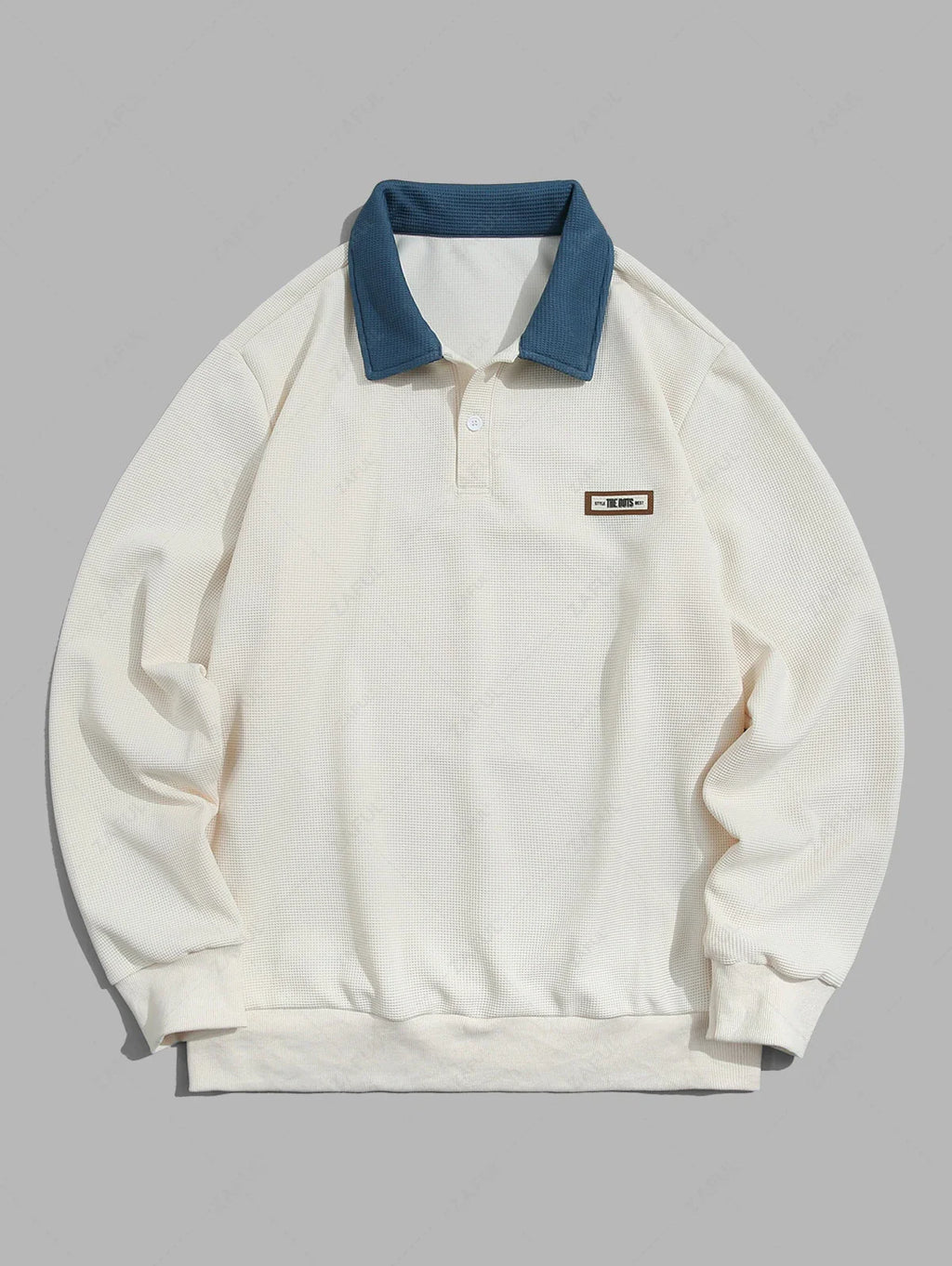 Unisex Letter Patch Design Long Sleeve Pullover Sweatshirt