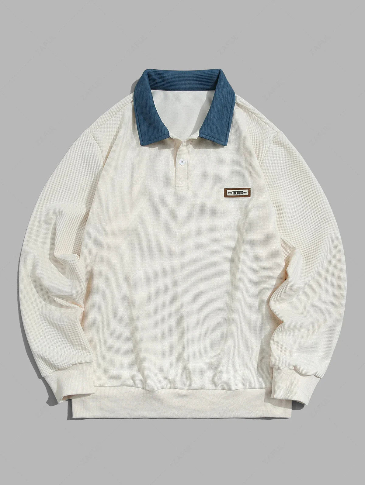 Unisex Letter Patch Design Long Sleeve Pullover Sweatshirt